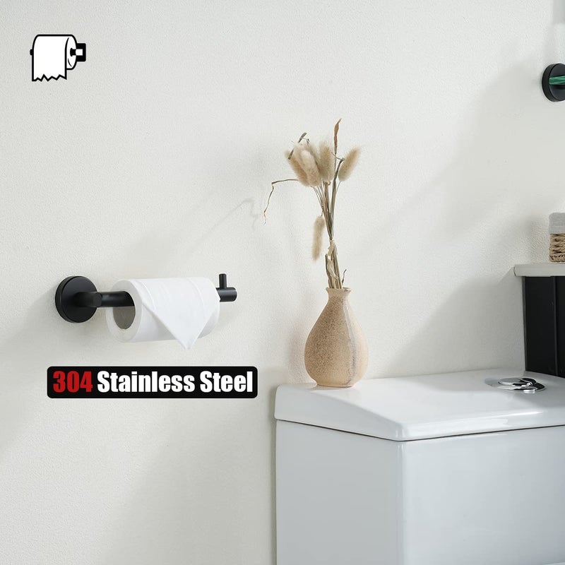 JQK Black Toilet Paper Holder, 5 Inch 304 Stainless Steel Thick 0.8mm Tissue Paper Dispenser, Matte Black Wall Mount, TPH100-PB - Image 4